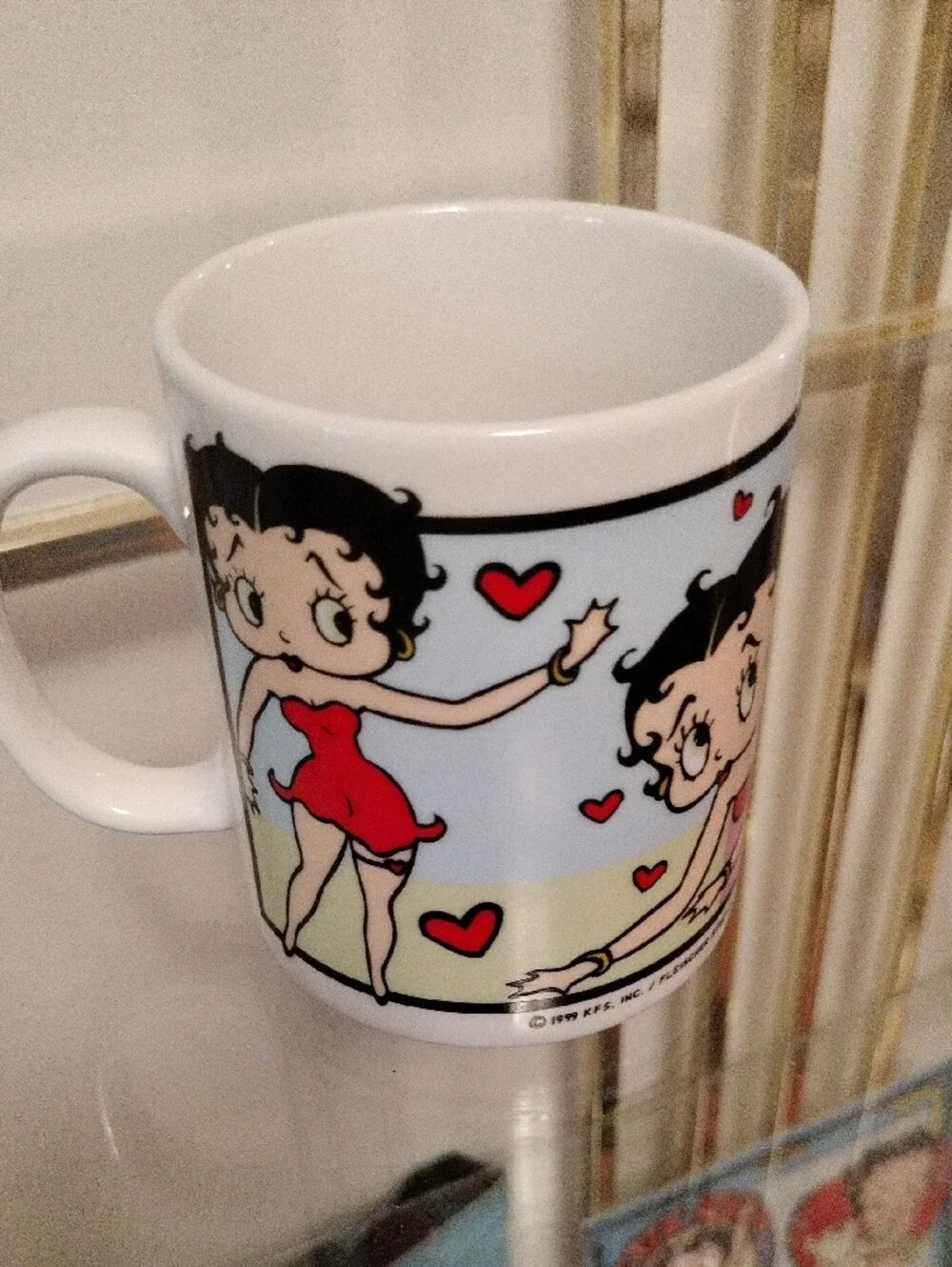 Betty Boop Yellow, Red & White Ceramic Bath Tumbler
